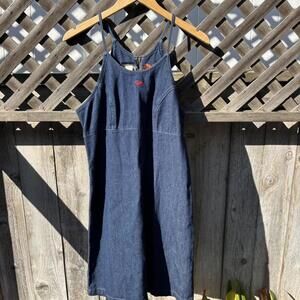 y2k roxy denim mini dress heart logo – size l